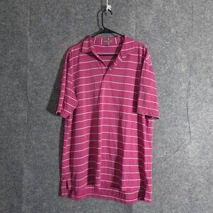 Peter Millar Summer Comfort Pink Striped Polo Shirt Men's Size Large Performance